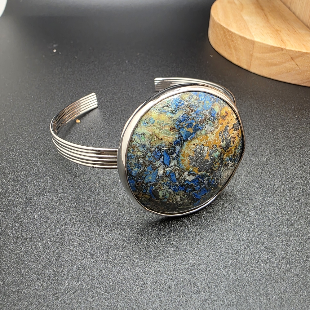 Silver and  Azurite Stone Bracelet (1335)